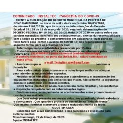 Atendimento Instaltec frente ao COVID-19