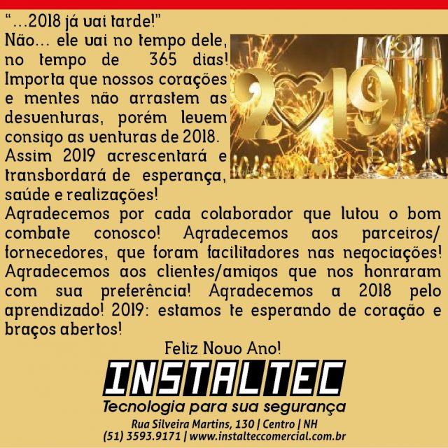 Feliz 2019 deseja a turma da Instaltec